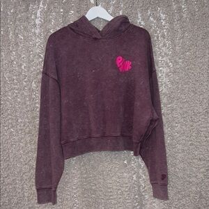 PINK Oversized Maroon Hoodie with Pink Logo Size Small